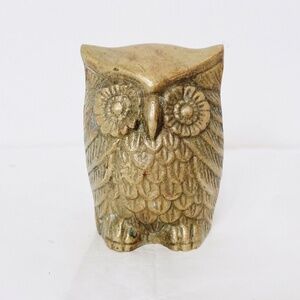Vintage Cool Cast Brass Korean Brass Owl Sculpture Home Bird Decor Shelf Accent